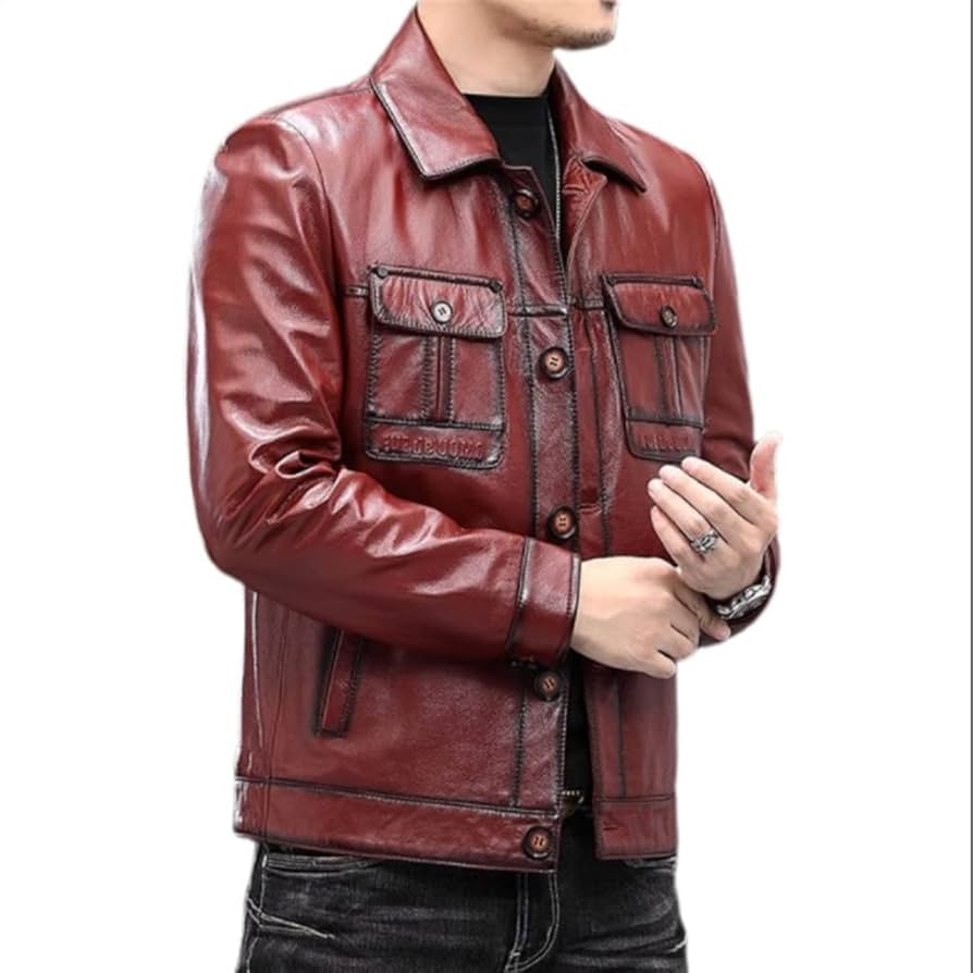 Amazon.com: YMGSCC Men's Leather Jacket Outerwear Short